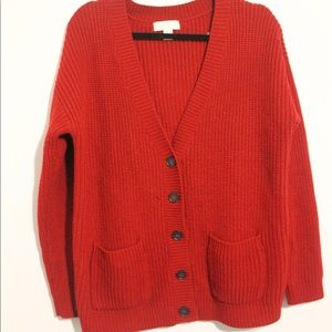 RED OVERSIZED CARDIGAN